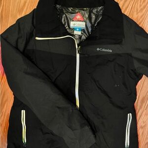 Columbia Black Ski Snow Jacket Reflective Lining